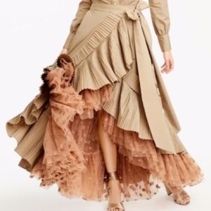 LTB the J Crew Tan Ruffle Wrap Skirt Thomas Mason